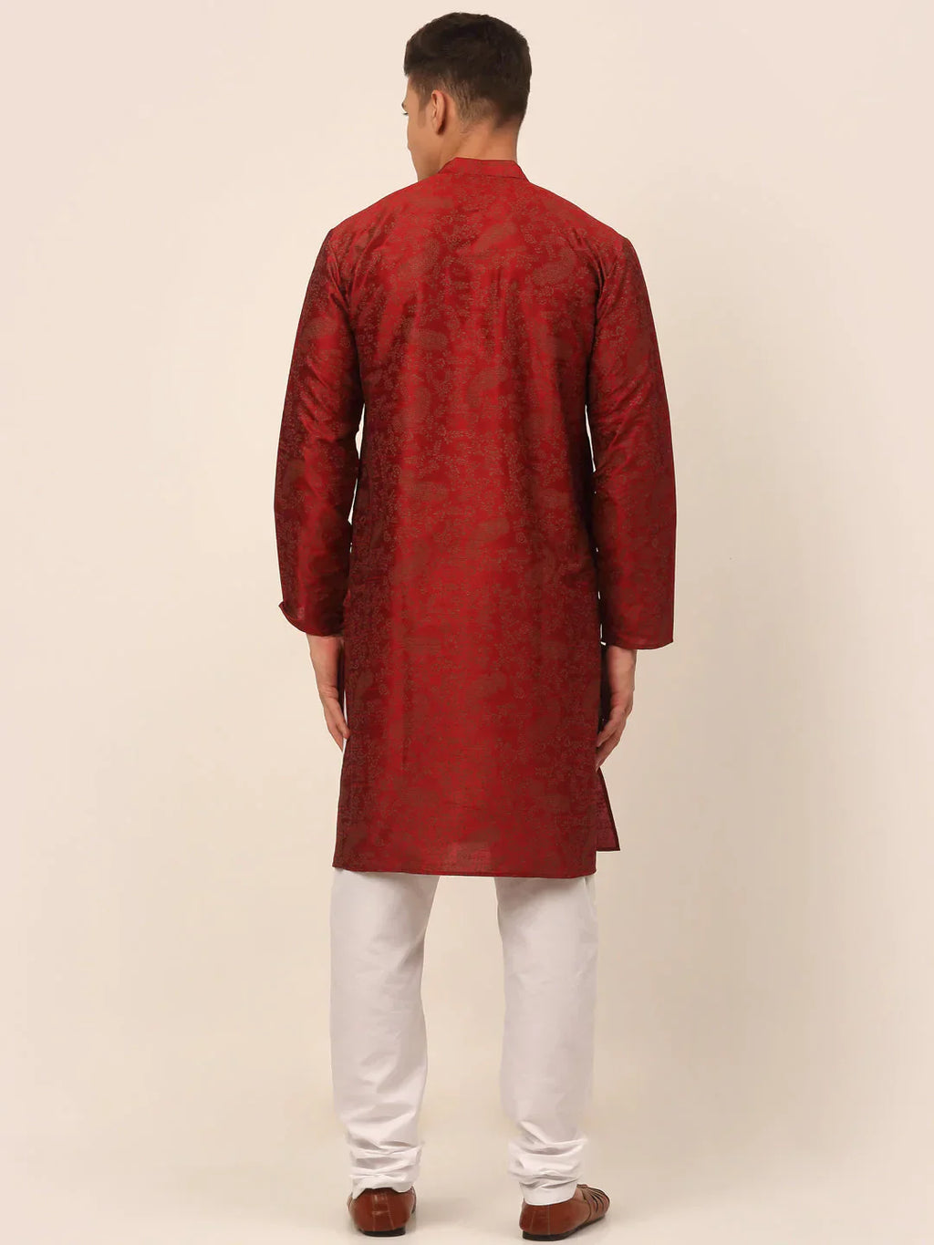 Jompers Men's Maroon Paisley Printed Kurta with Pyjama