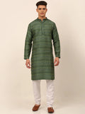 Jompers Men's Sequinned Kurta with Churidar - Green