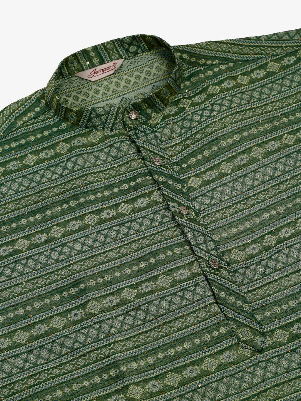Jompers Men's Sequinned Kurta with Churidar - Green