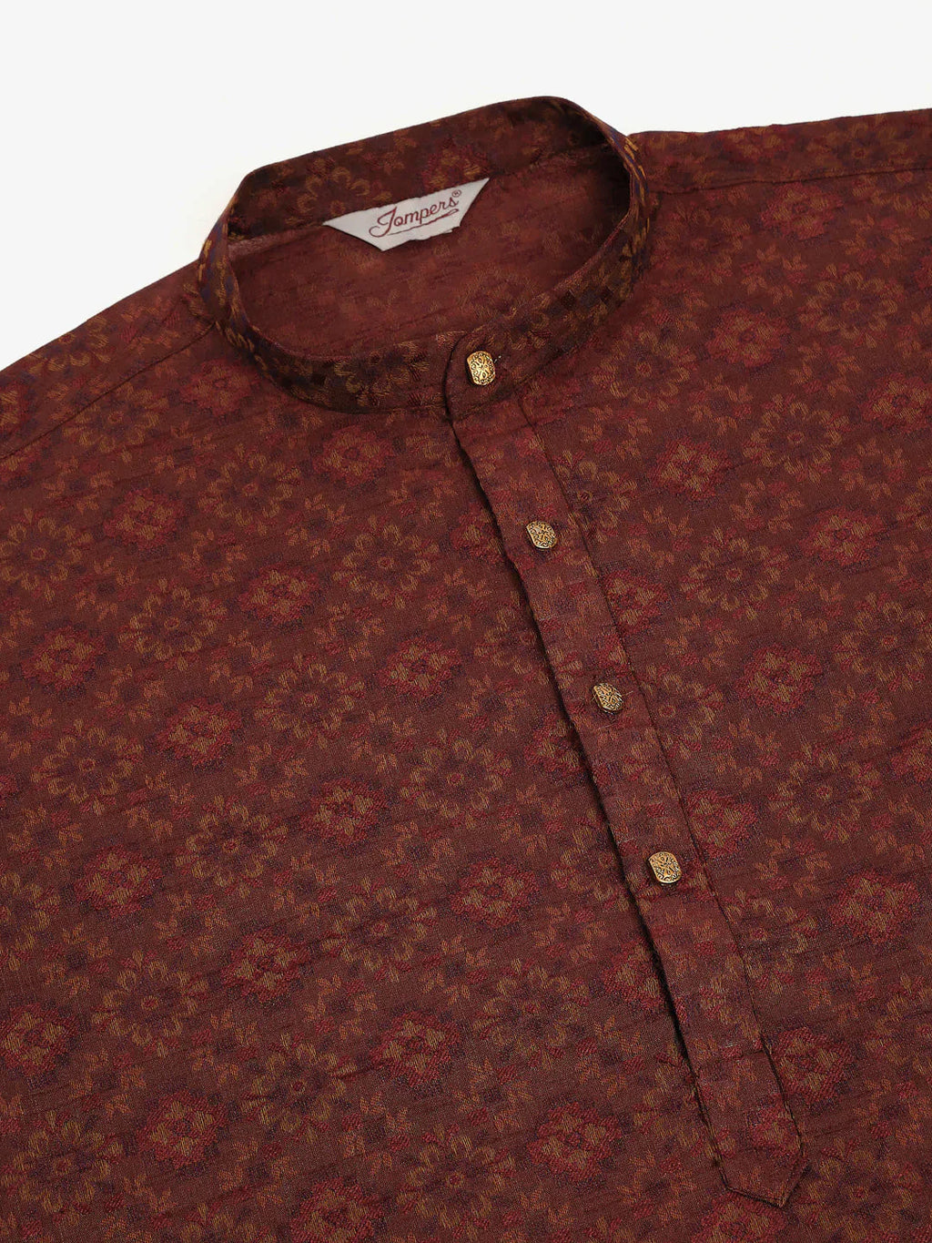 Jompers Men's Maroon Floral Printed Kurta with Churidar