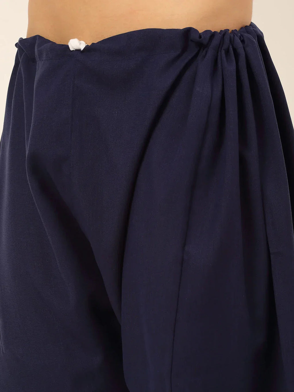 Jompers Men's Navy Cotton Solid Pathani Kurta with Salwar
