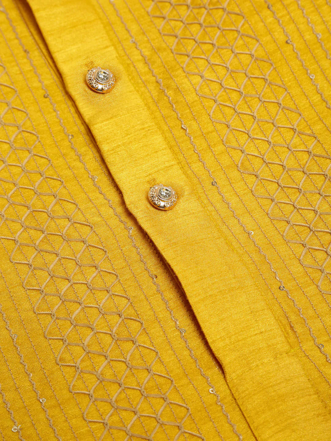 Jompers Men's Mustard Embroiderd Kurta Pajama