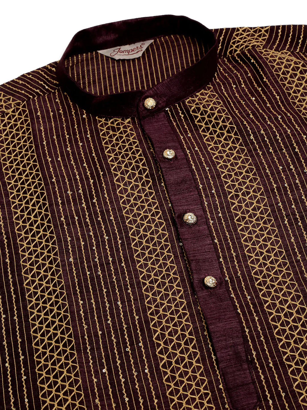 Jompers Men's Purple Embroiderd Kurta Pajama