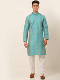 Jompers Men's Sky Blue Embroiderd Kurta Pajama