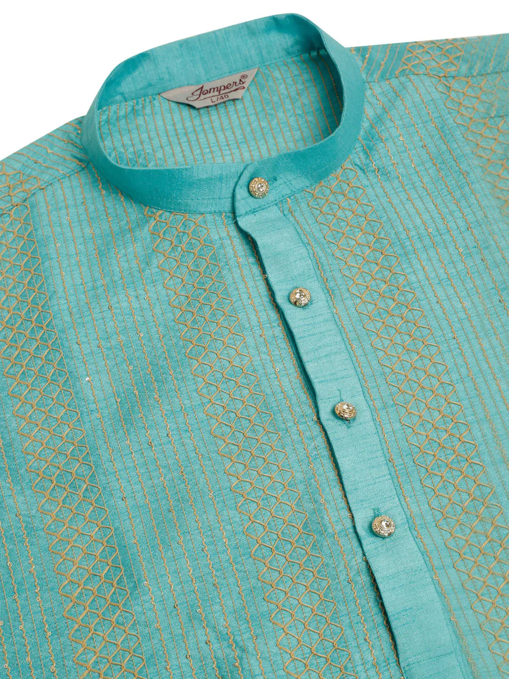 Jompers Men's Sky Blue Embroiderd Kurta Pajama