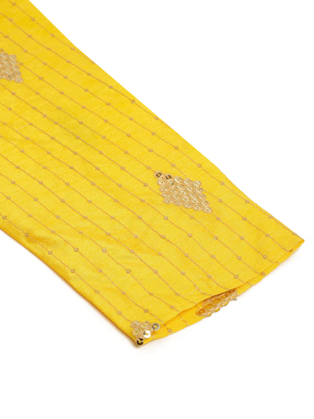 Jompers Men's Mustard Yellow Embroidered Sequinned Kurta with Churidar