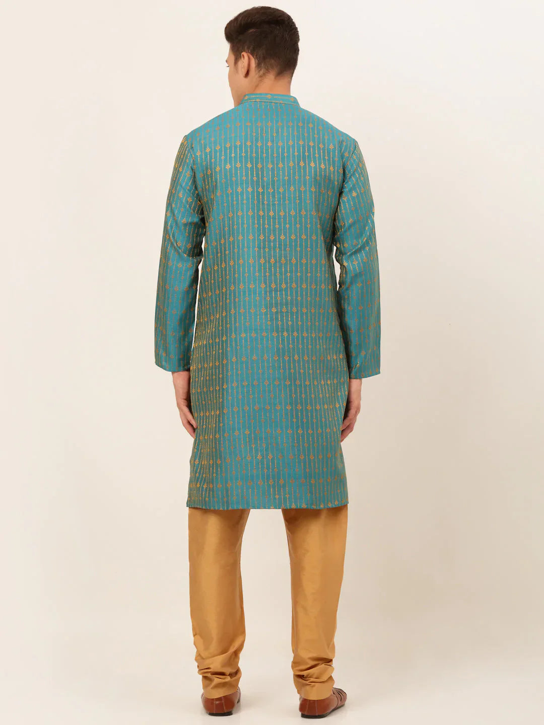 Jompers Men's Blue Embroidered Kurta Payjama Sets