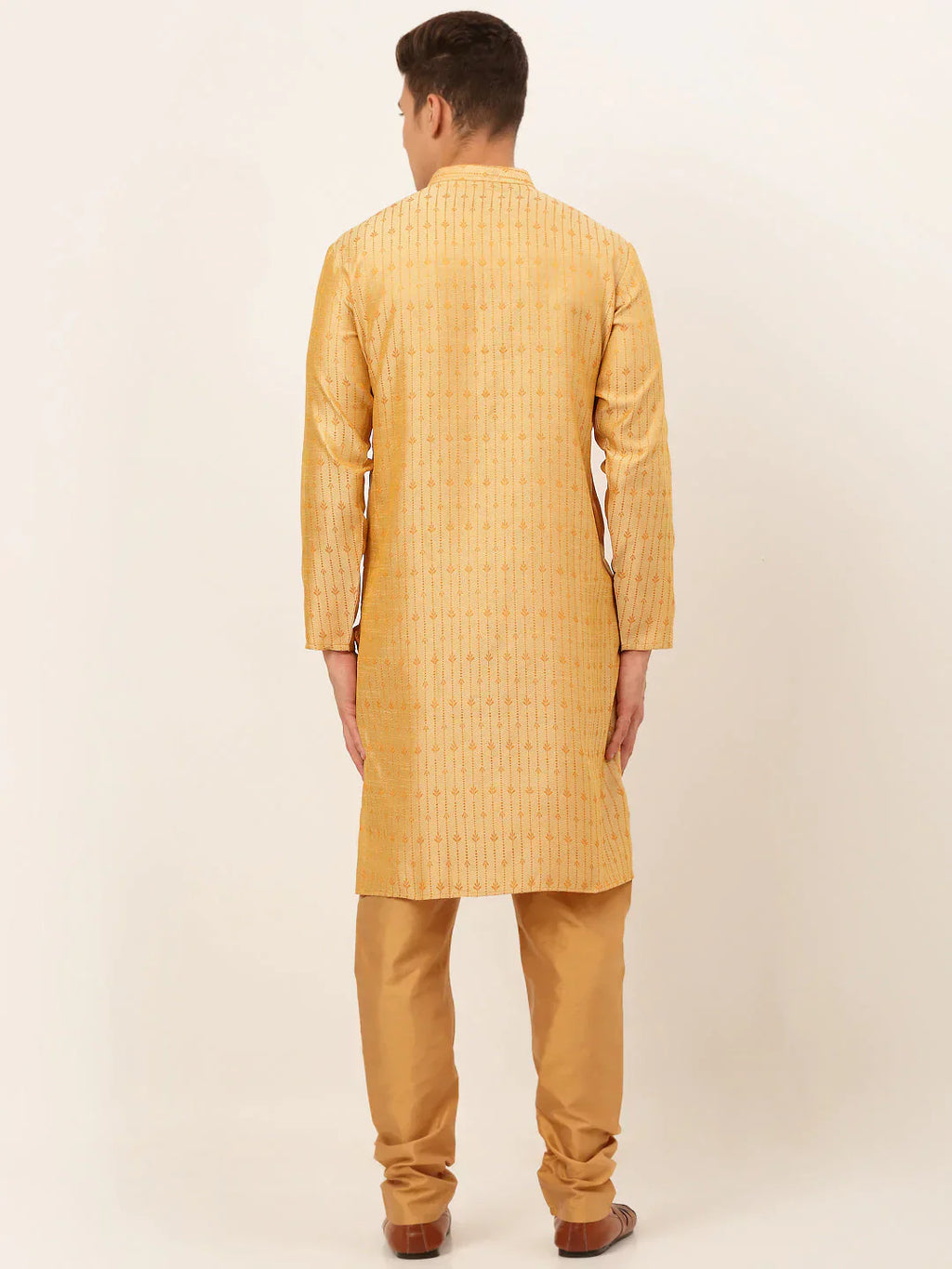 Jompers Men's Golden Embroidered Kurta Payjama Sets