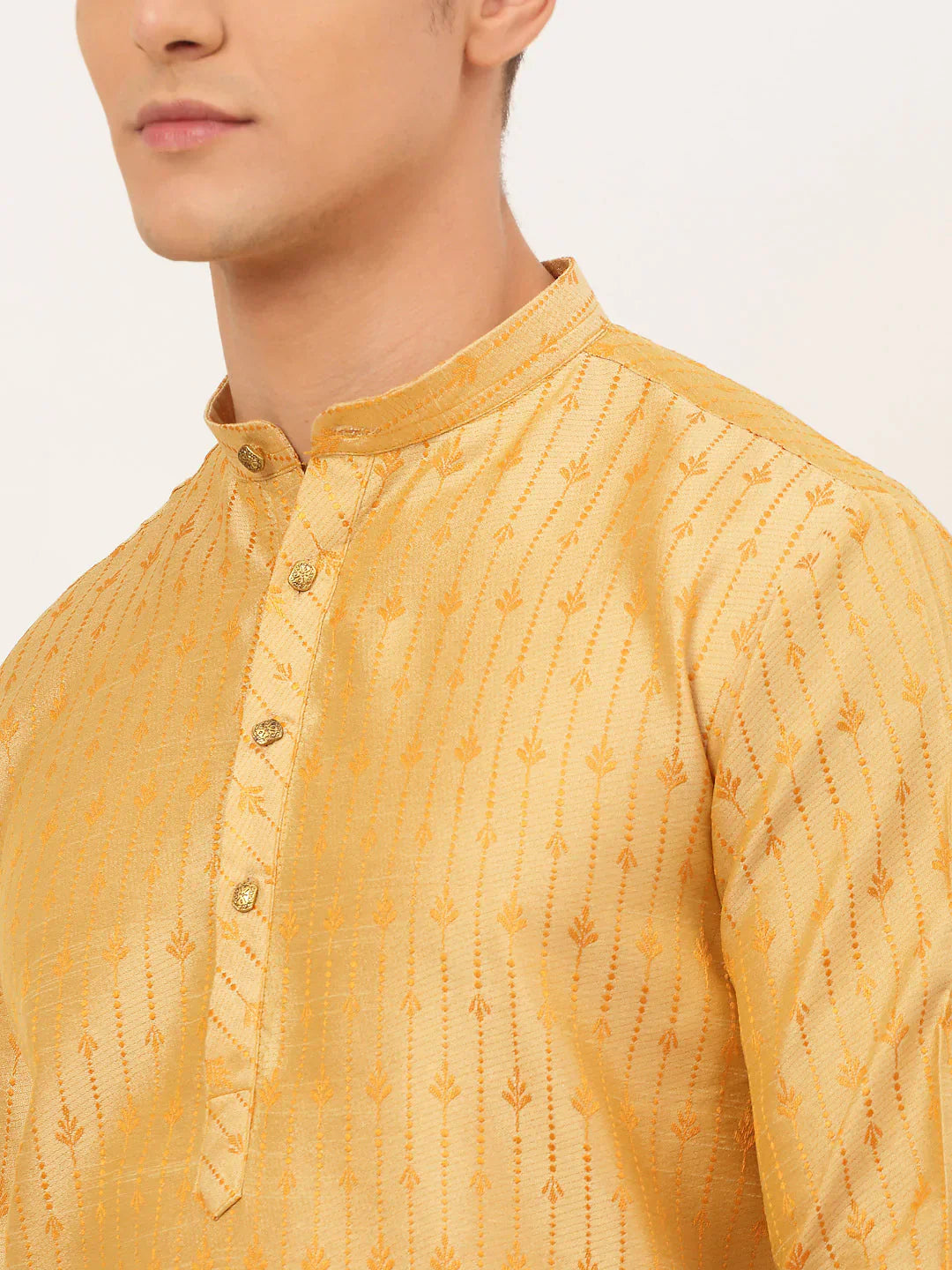 Jompers Men's Golden Embroidered Kurta Payjama Sets