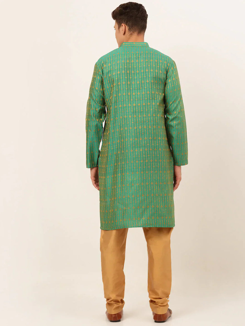 Jompers Men's Green Embroidered Kurta Payjama Sets