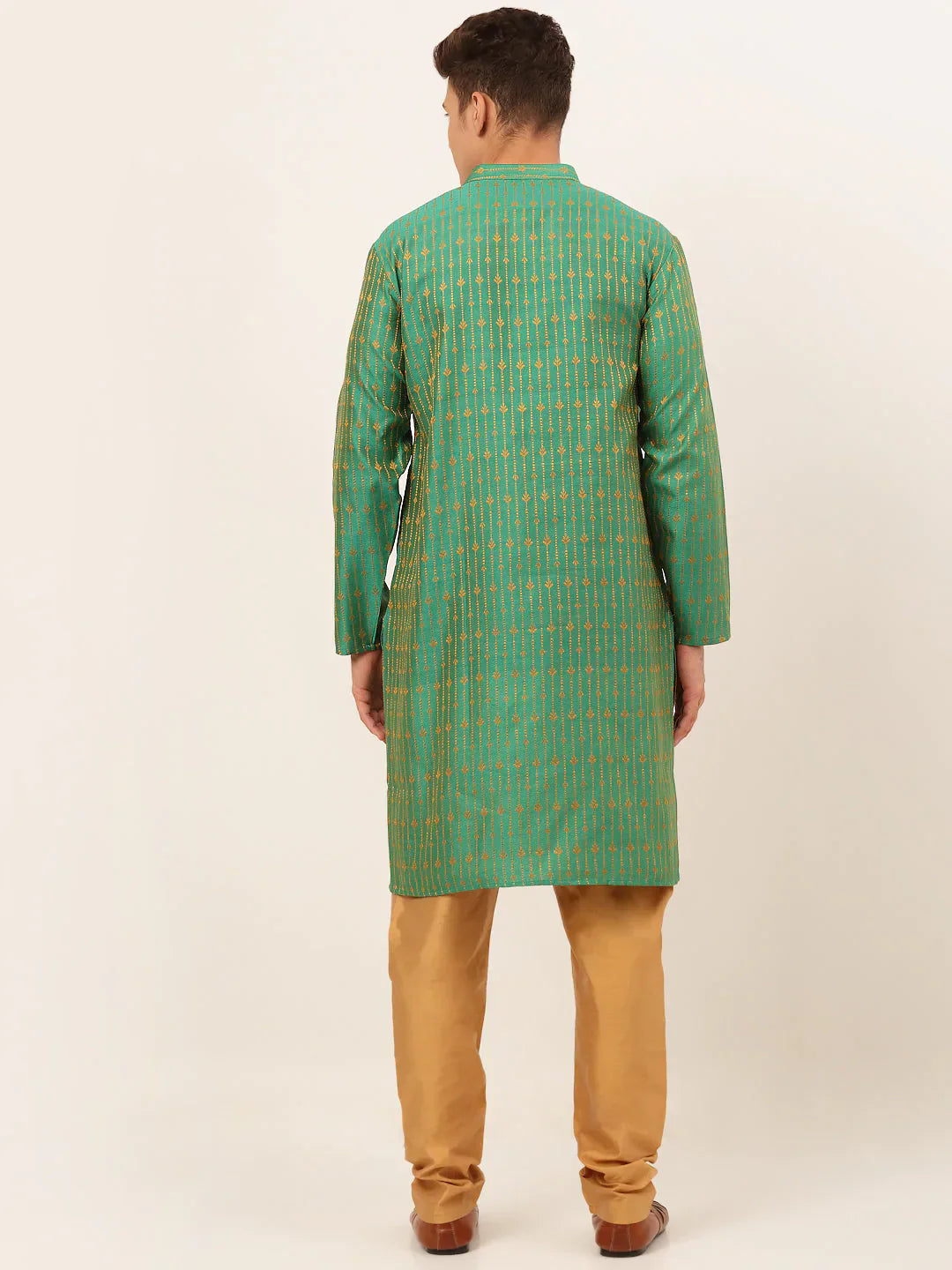 Jompers Men's Green Embroidered Kurta Payjama Sets