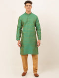 Jompers Men's Green Embroidered Kurta Payjama Sets
