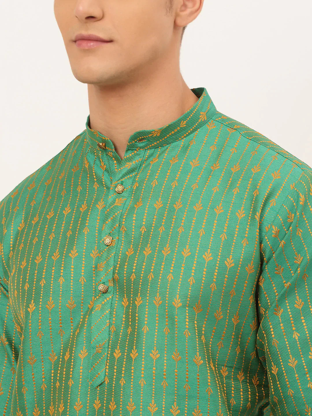 Jompers Men's Green Embroidered Kurta Payjama Sets