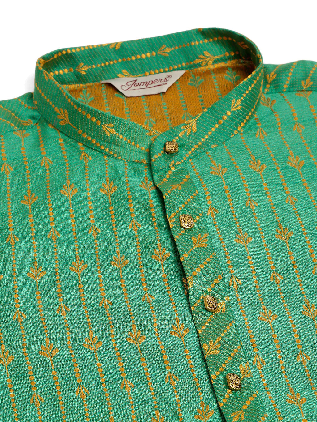 Jompers Men's Green Embroidered Kurta Payjama Sets