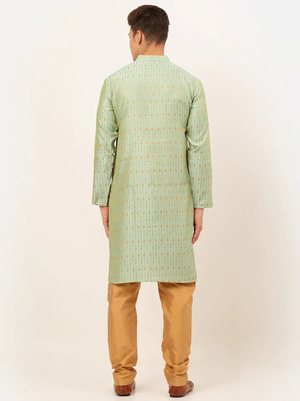 Jompers Men's Lime Green Embroidered Kurta Payjama Sets