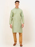 Jompers Men's Lime Green Embroidered Kurta Payjama Sets