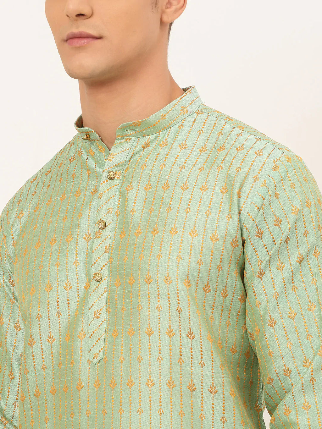 Jompers Men's Lime Green Embroidered Kurta Payjama Sets
