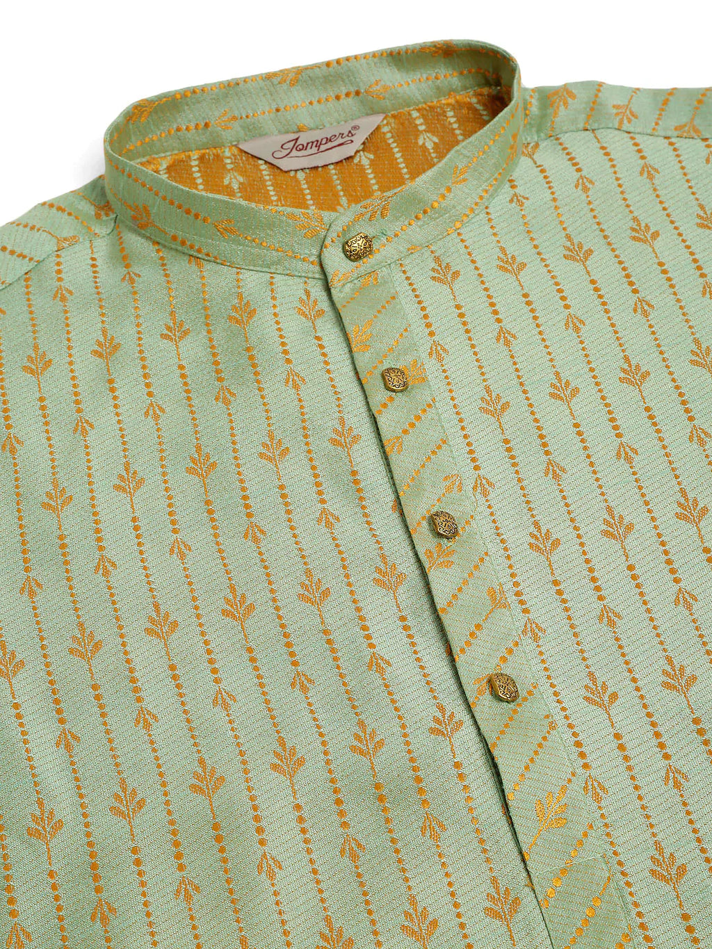 Jompers Men's Lime Green Embroidered Kurta Payjama Sets