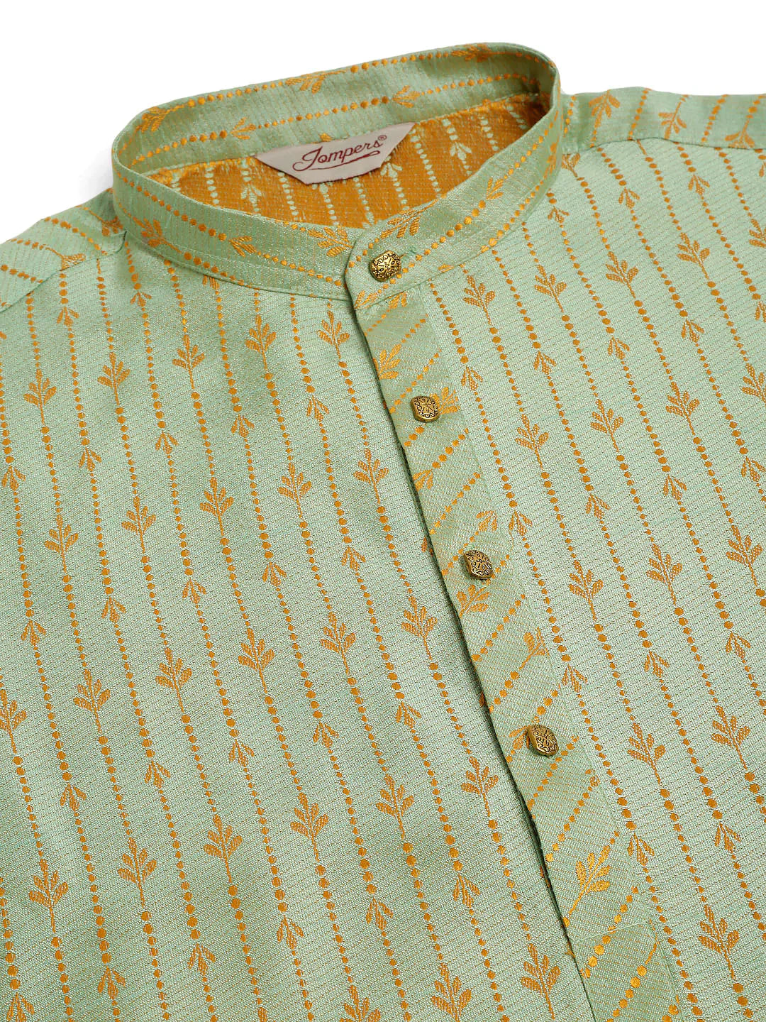 Jompers Men's Lime Green Embroidered Kurta Payjama Sets