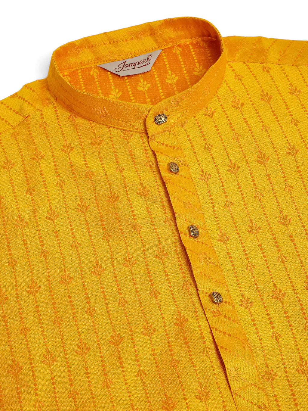 Jompers Men's Mustard Embroidered Kurta Payjama Sets