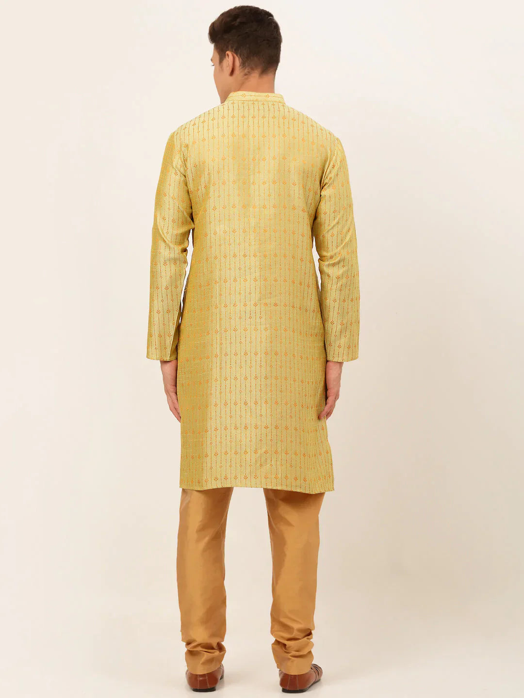 Jompers Men's Yellow Embroidered Kurta Payjama Sets