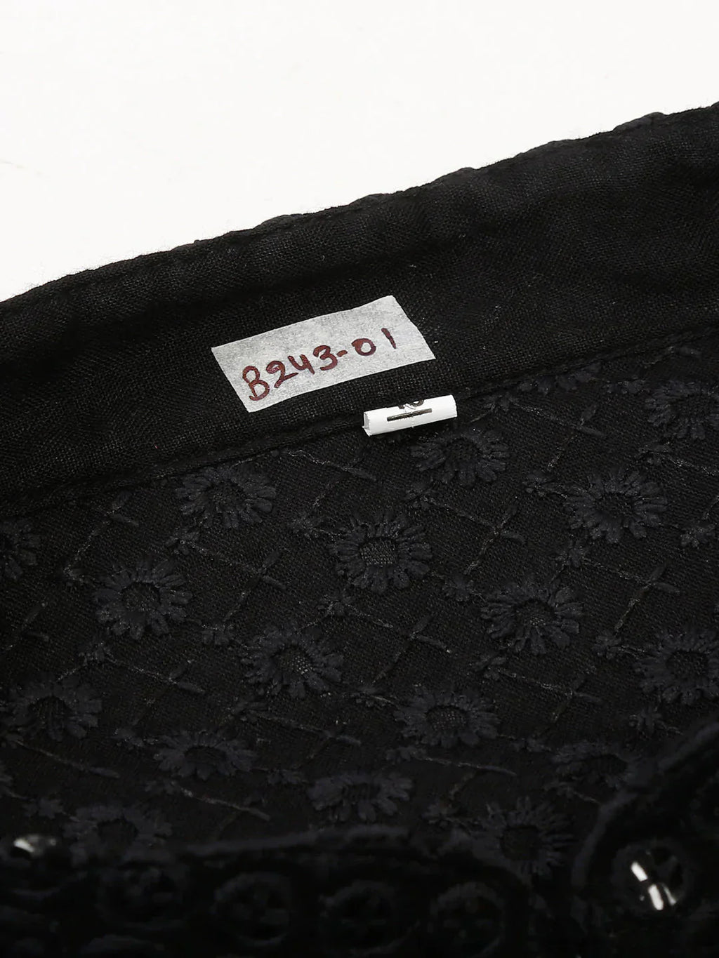 Jompers Men's Black Chikankari Embroidered and Sequence Kurta with Churidar