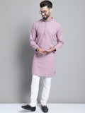 Jompers Men's Purple Chikankari Embroidered and Sequence Kurta with Churidar