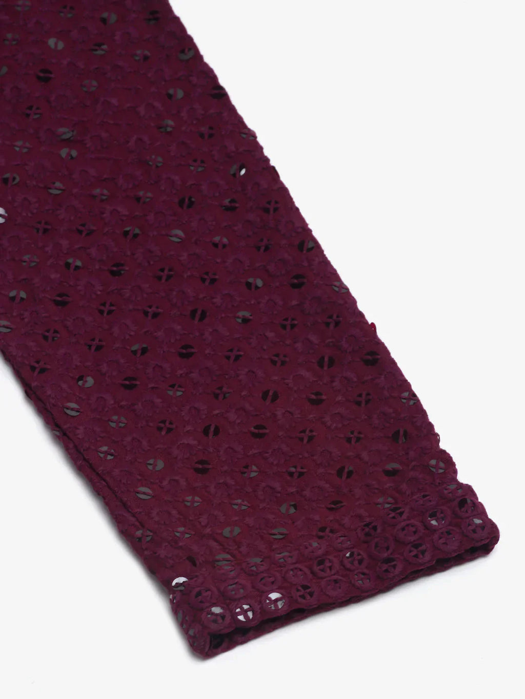 Jompers Men's Purple Chikankari Embroidered and Sequence Kurta with Churidar