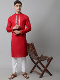 Jompers Men's Black Embroidered Kurta with Pyjama