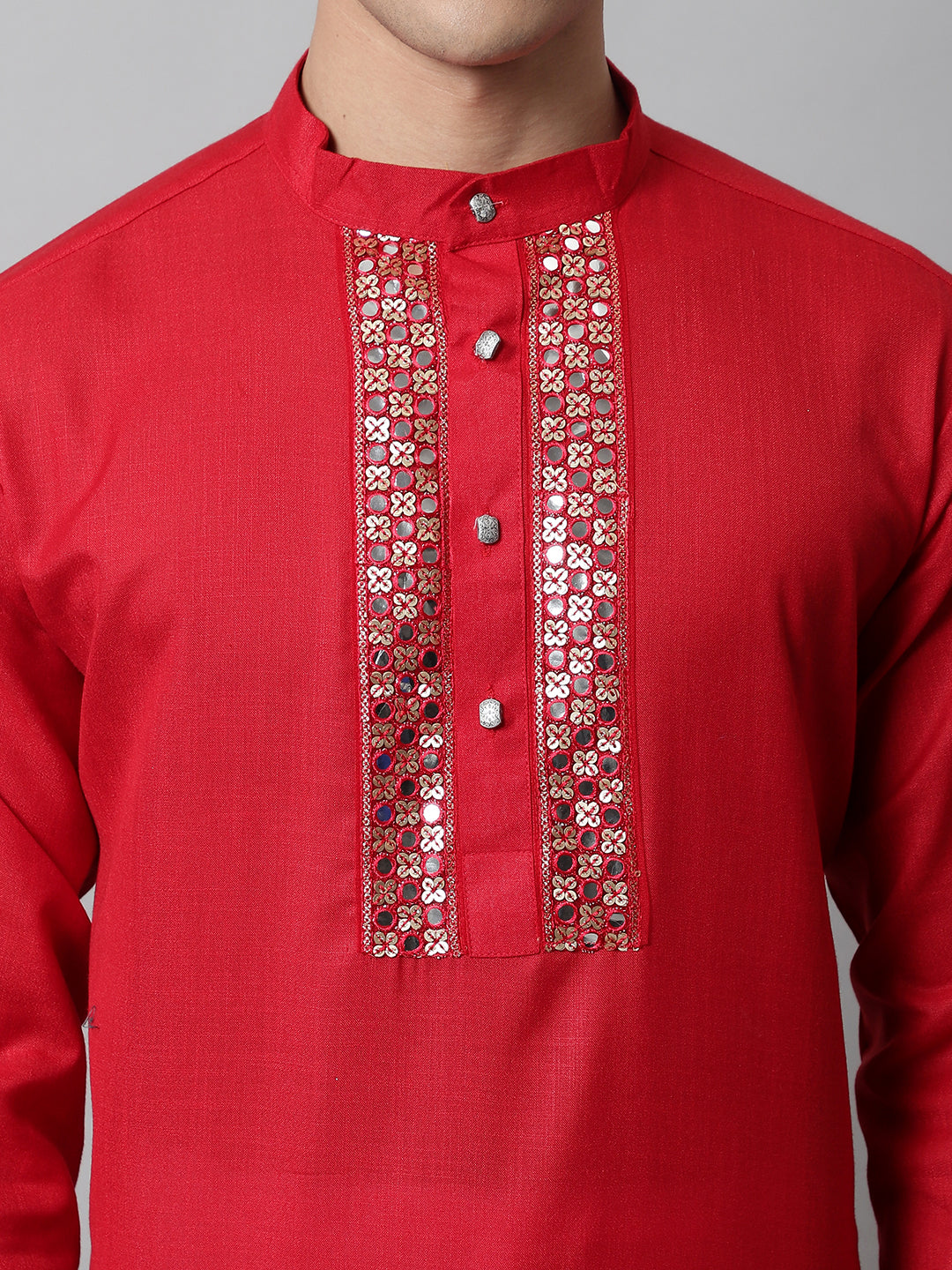 Jompers Men's Black Embroidered Kurta with Pyjama