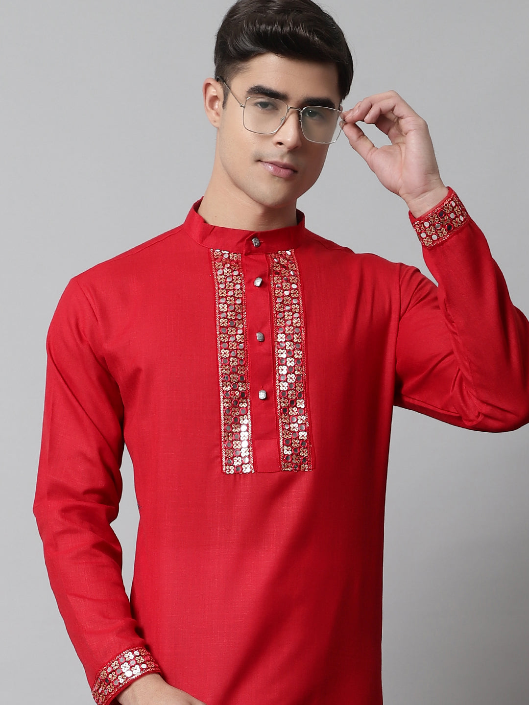 Jompers Men's Black Embroidered Kurta with Pyjama