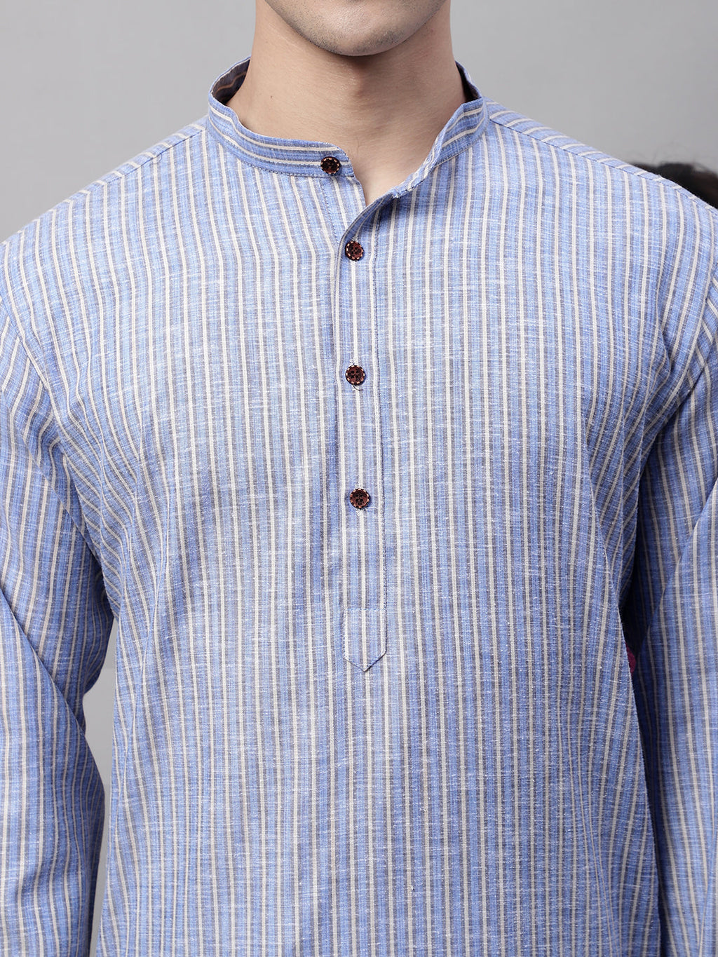 Jompers Men's Blue and White Striped Kurta with Pyjama