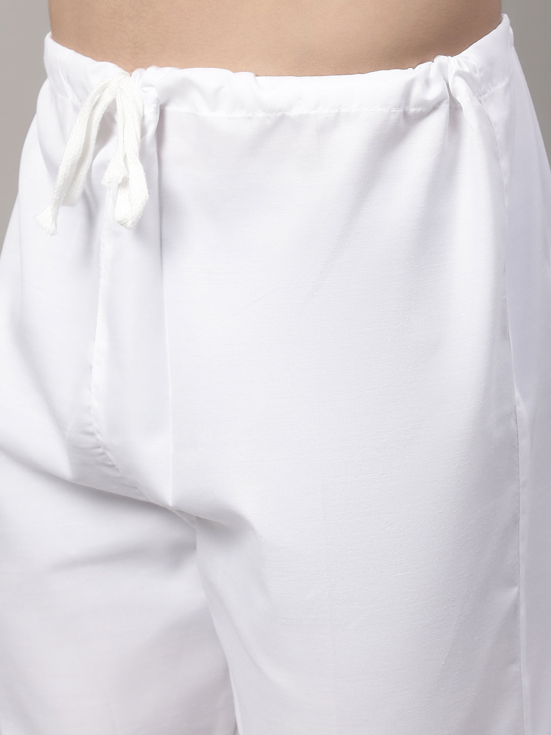 Jompers Men's White Embroidered Straight Kurta Pyjama Set