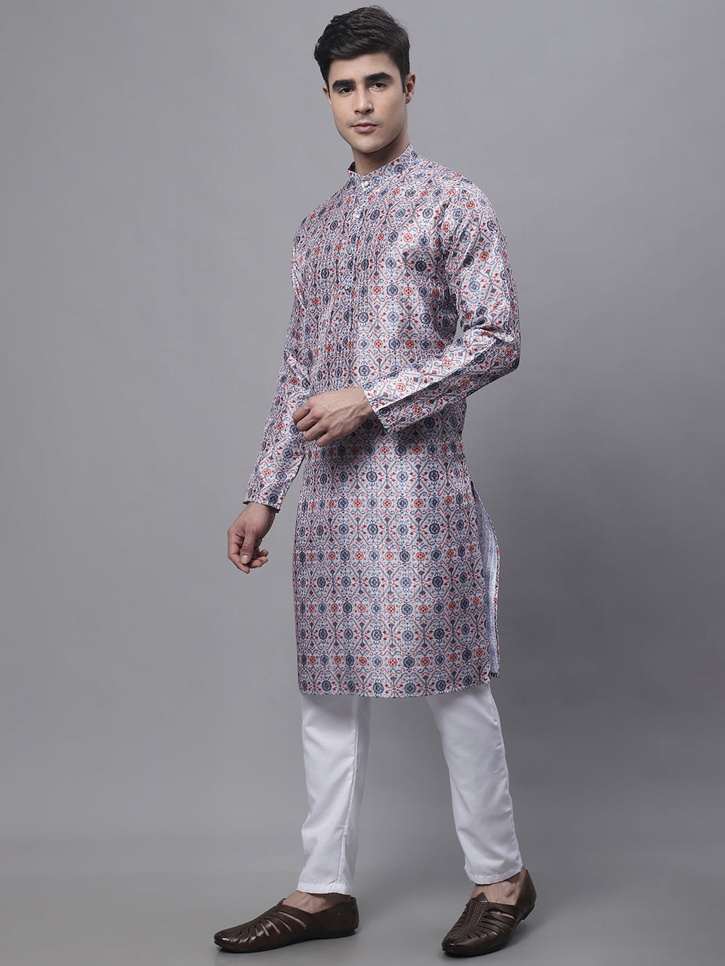 Jompers Men's Blue Digital Printed Kurta Pyjama Set