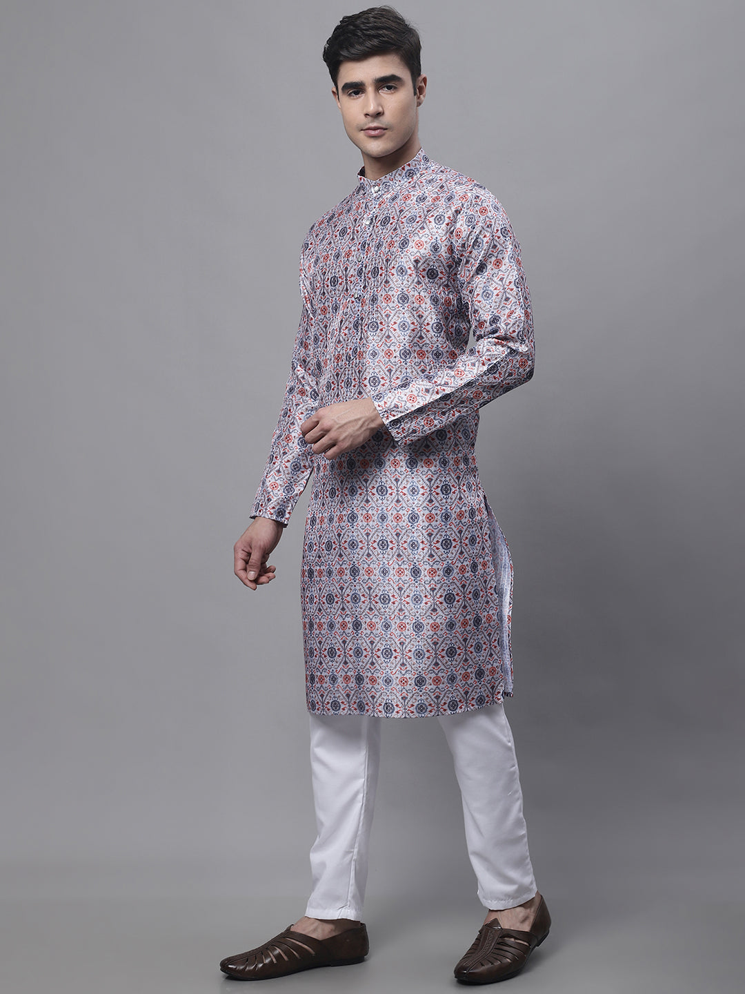 Jompers Men's Blue Digital Printed Kurta Pyjama Set