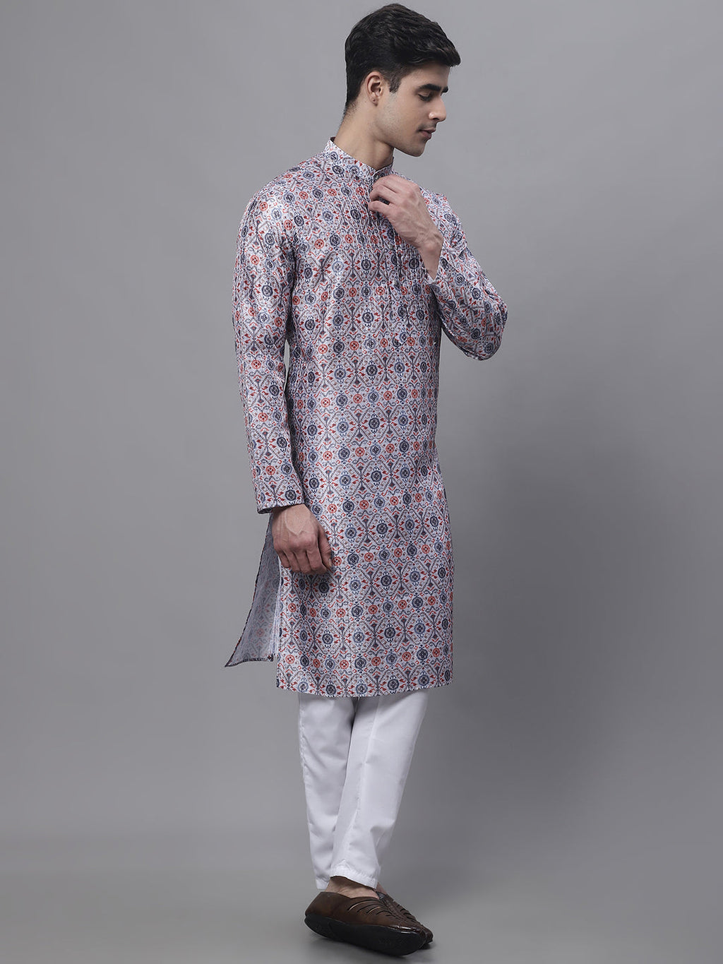 Jompers Men's Blue Digital Printed Kurta Pyjama Set