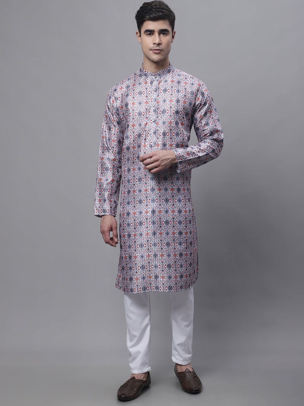 Jompers Men's Blue Digital Printed Kurta Pyjama Set