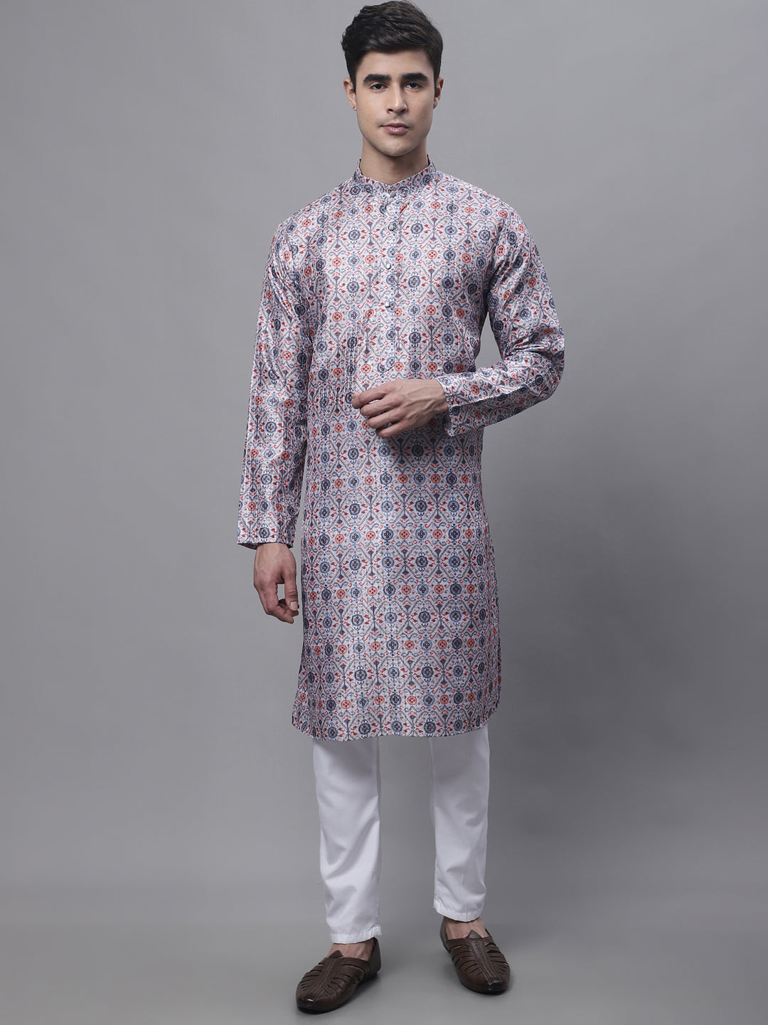 Jompers Men's Blue Digital Printed Kurta Pyjama Set