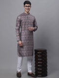 Jompers Men's Maroon Digital Printed Kurta Pyjama Set