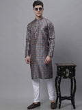 Jompers Men's Navy Digital Printed Kurta Pyjama Set