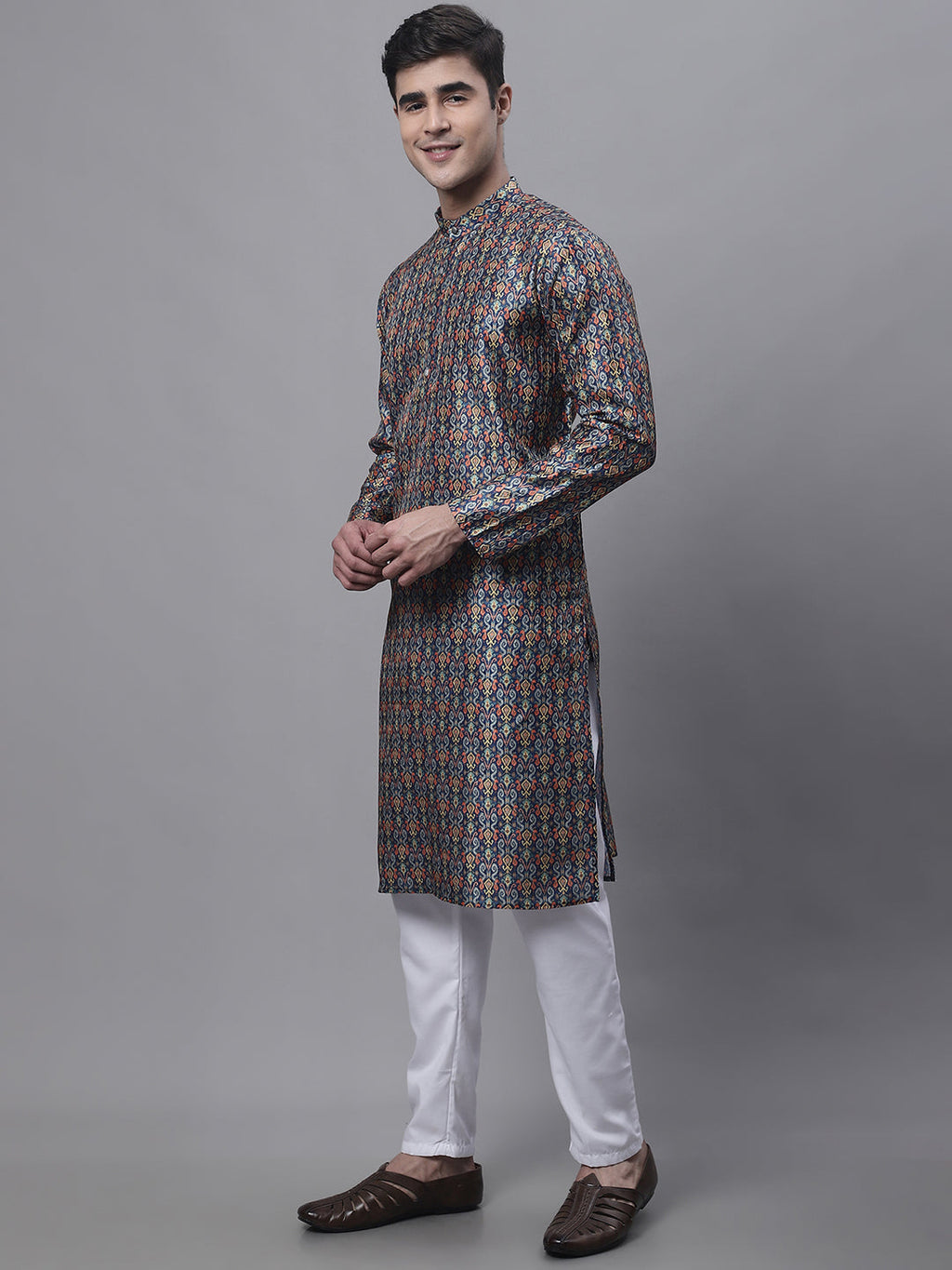 Jompers Men's Navy Digital Printed Kurta Pyjama Set
