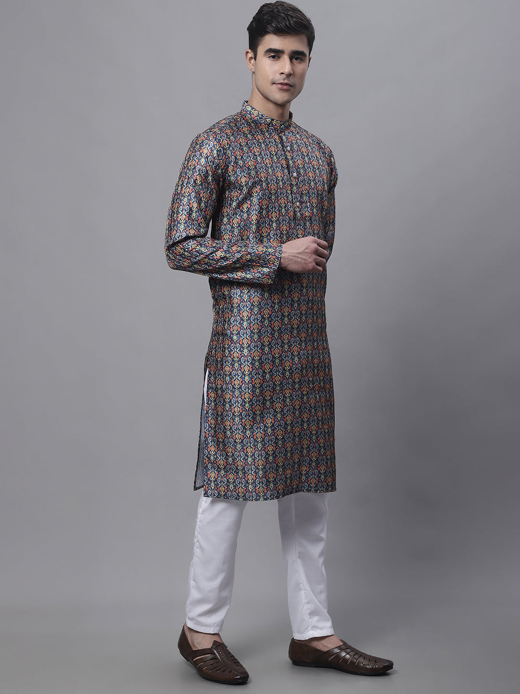 Jompers Men's Navy Digital Printed Kurta Pyjama Set