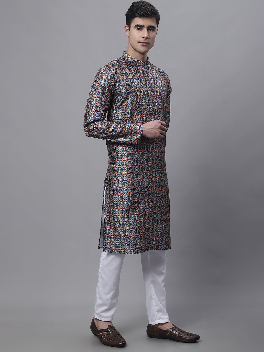 Jompers Men's Navy Digital Printed Kurta Pyjama Set
