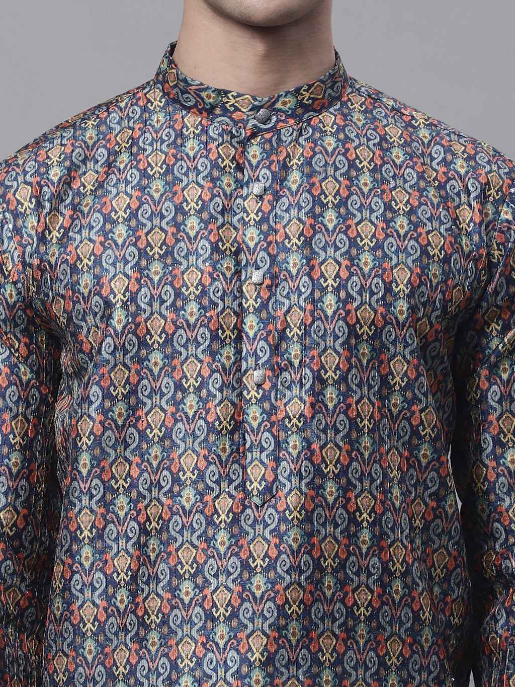 Jompers Men's Navy Digital Printed Kurta Pyjama Set