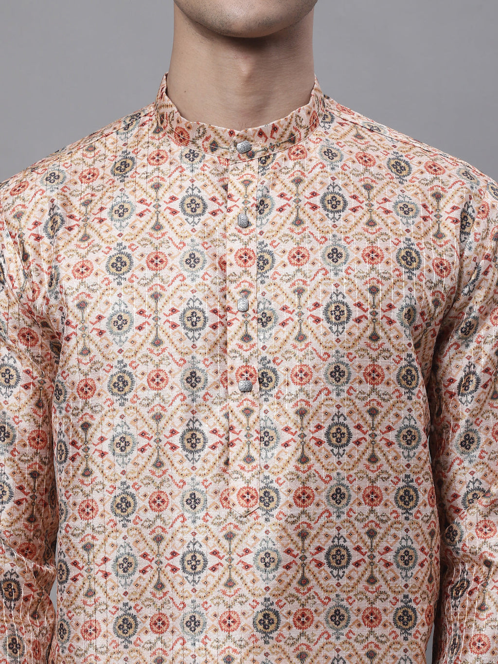 Jompers Men's Peach Digital Printed Kurta Pyjama Set