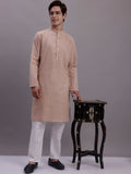 Jompers Men's Solid Pure Cotton Kurta With Pyjamas - Beige