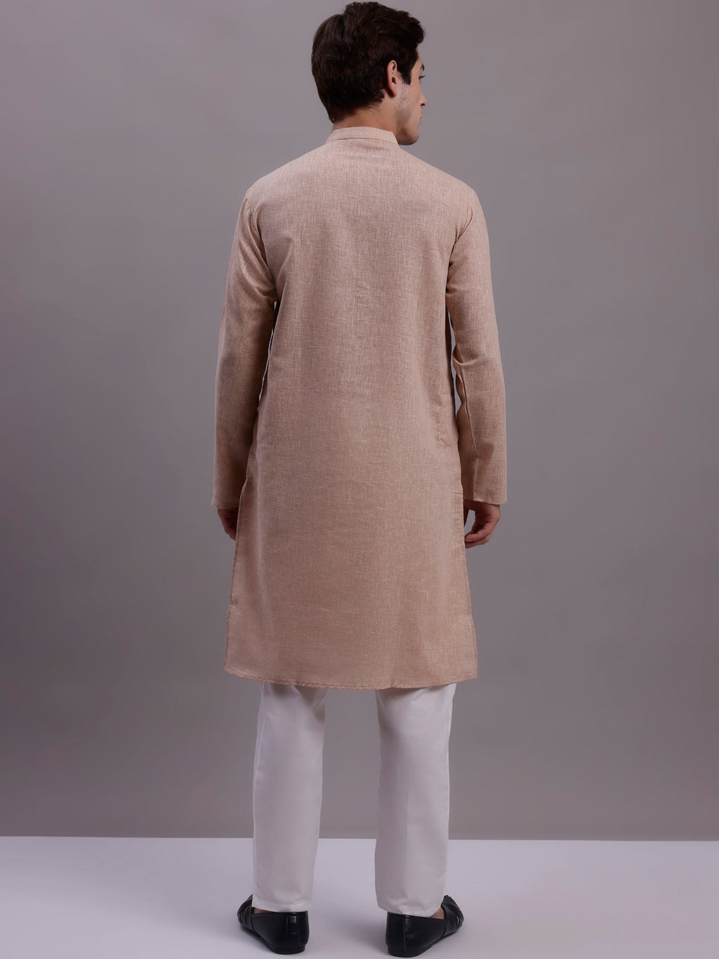 Jompers Men's Solid Pure Cotton Kurta With Pyjamas - Beige