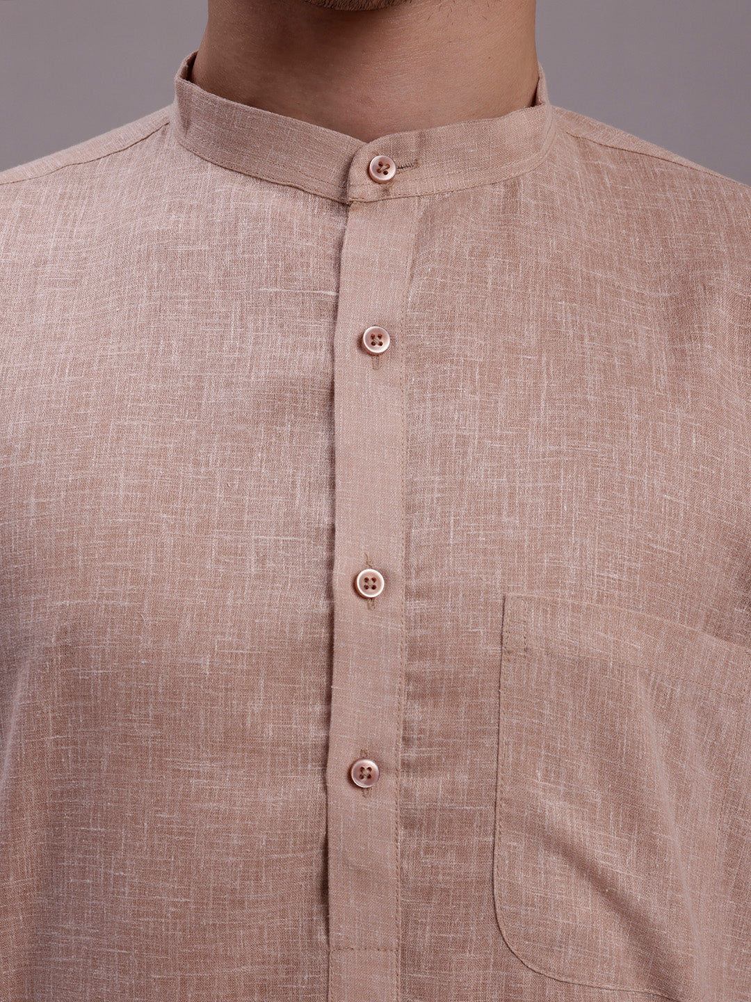 Jompers Men's Solid Pure Cotton Kurta With Pyjamas - Beige