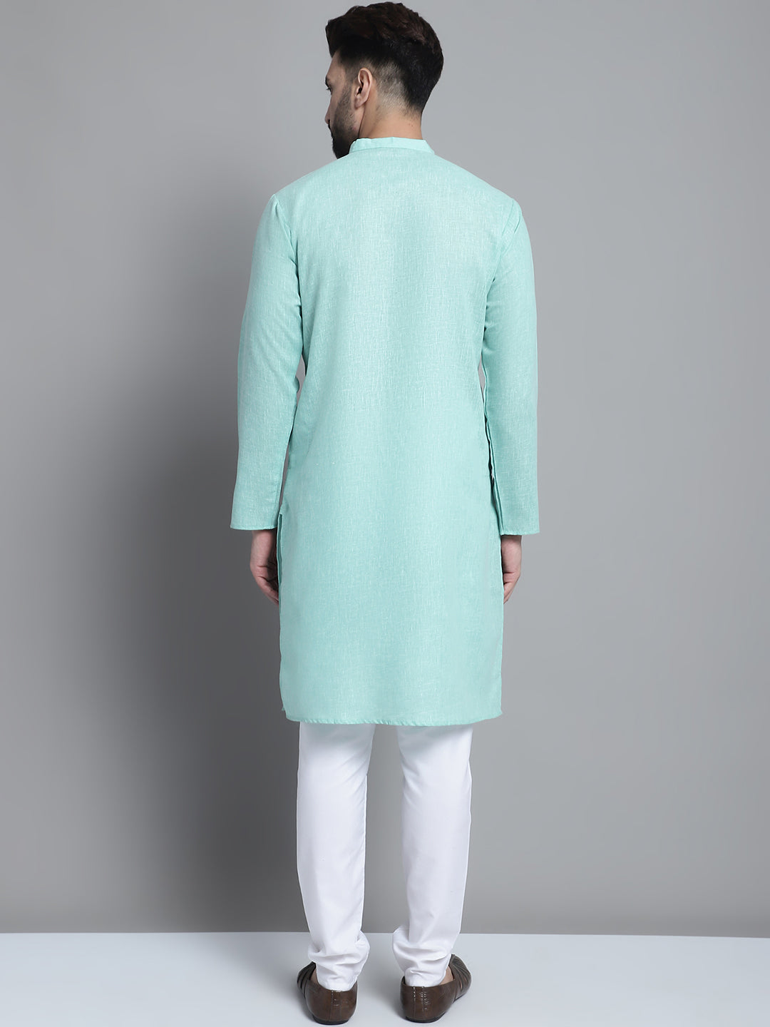 Jompers Men's Solid Pure Cotton Kurta With Pyjamas - Green