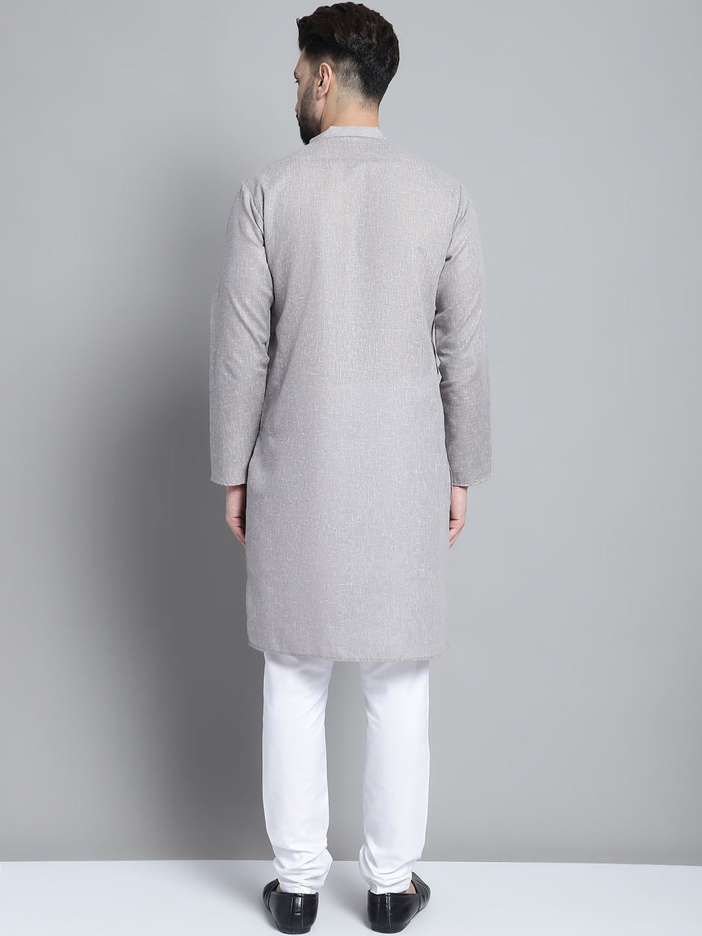 Jompers Men's Solid Pure Cotton Kurta With Pyjamas - Grey